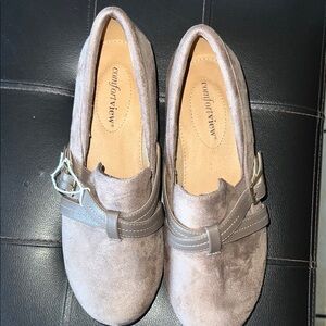 Comfortview Brown Loafers with Strap Accent